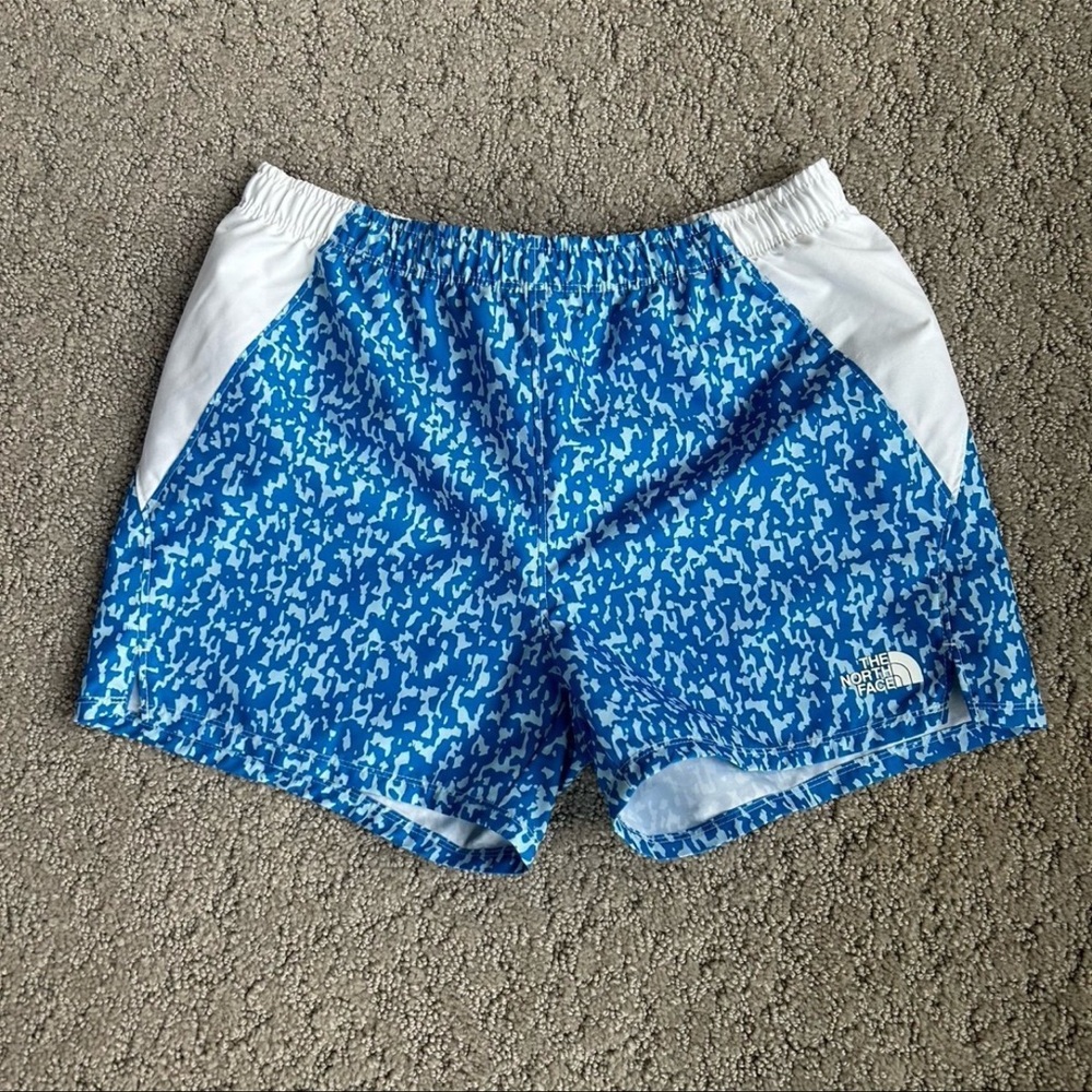 The North Face Flash Dry Shorts Athletic Bottoms Blue Print Girl L (14/16) NWOT